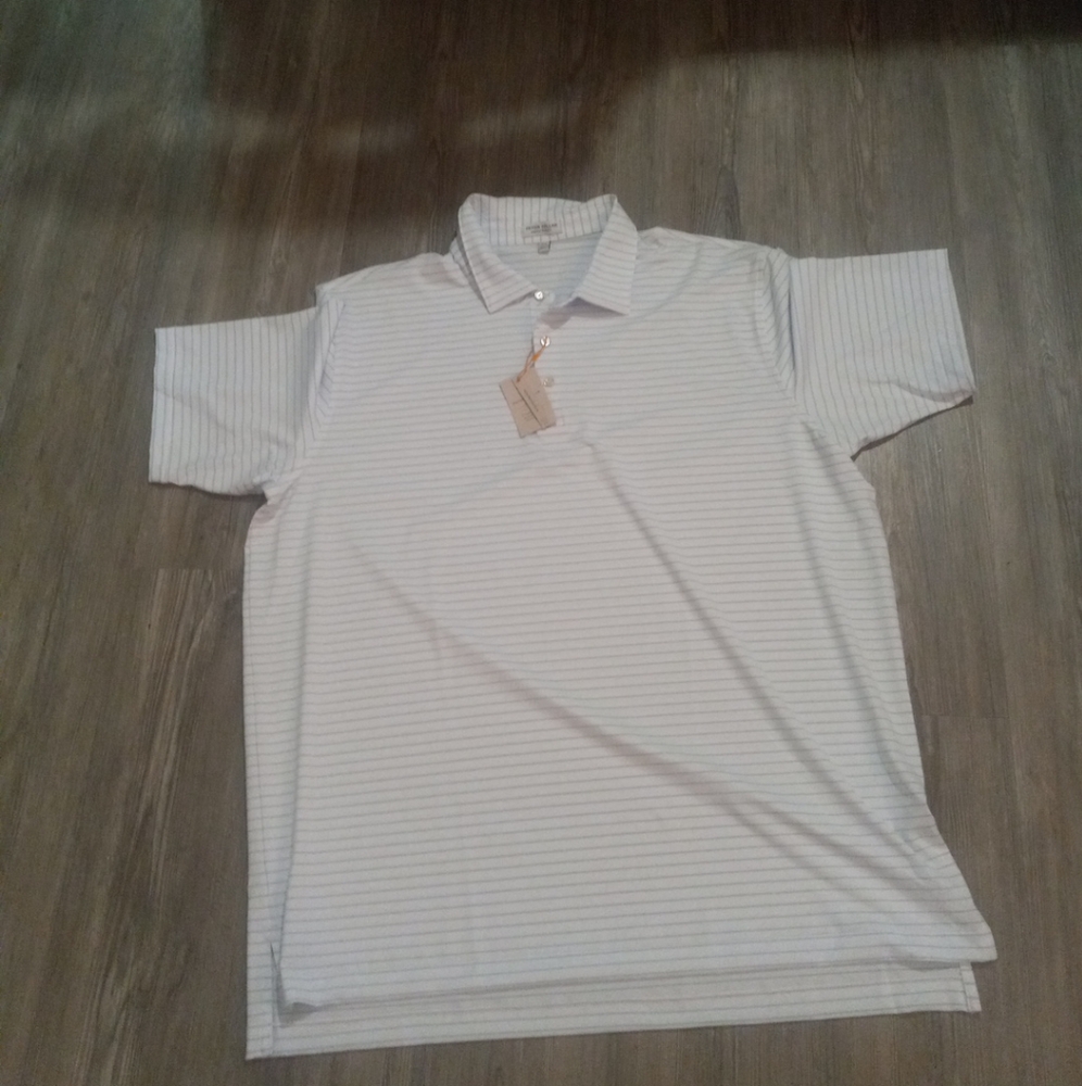 Peter Millar Summer Comfort Sun Protection White And Blue Mens Shirt Size XXL